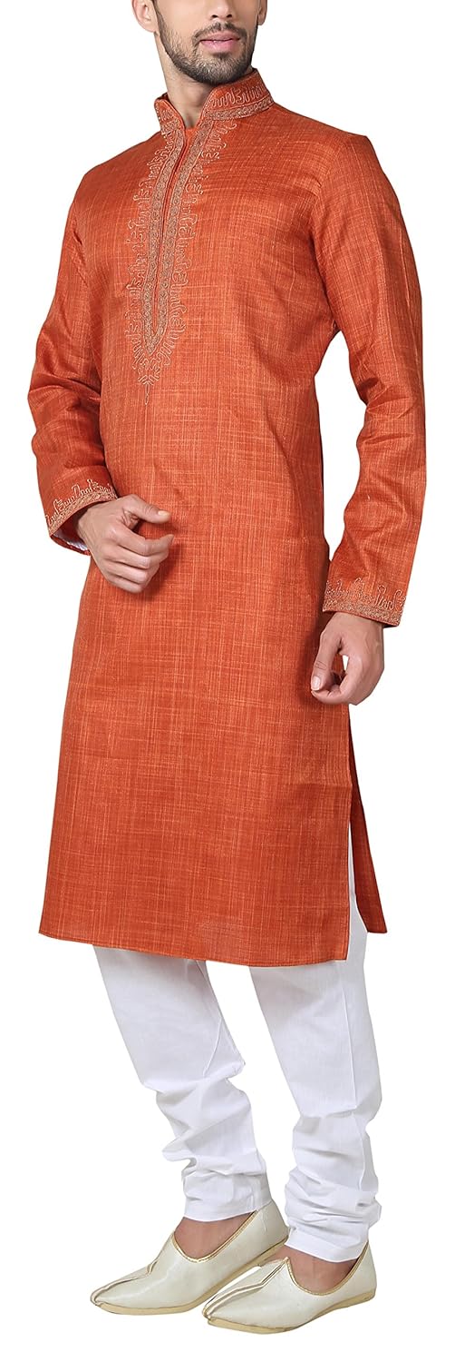 indian poshakh men's linen cotton kurta and pyjama