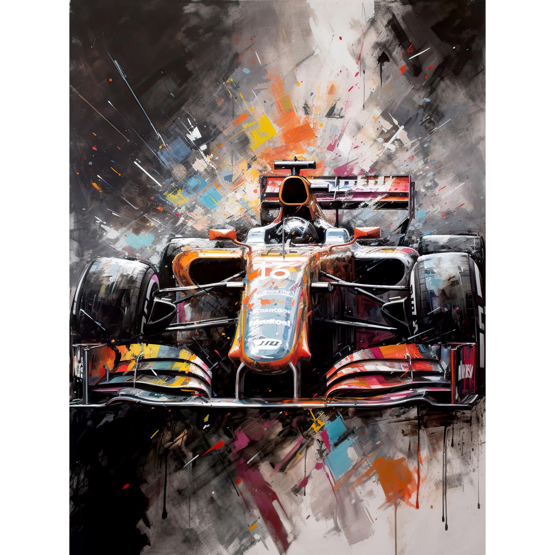 Artery8 Race Car Grand Prix Multicoloured Modern Extra Large XL Wall Art Poster Print