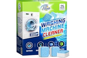 True Fresh Washing Machine Cleaner Tablets – 25-Pack Deep Cleaning for Front Loader, Top Load & HE Washers – Helps Remove Odor-Causing Residues, Pet Hair & Hard Water Buildup – Septic Safe