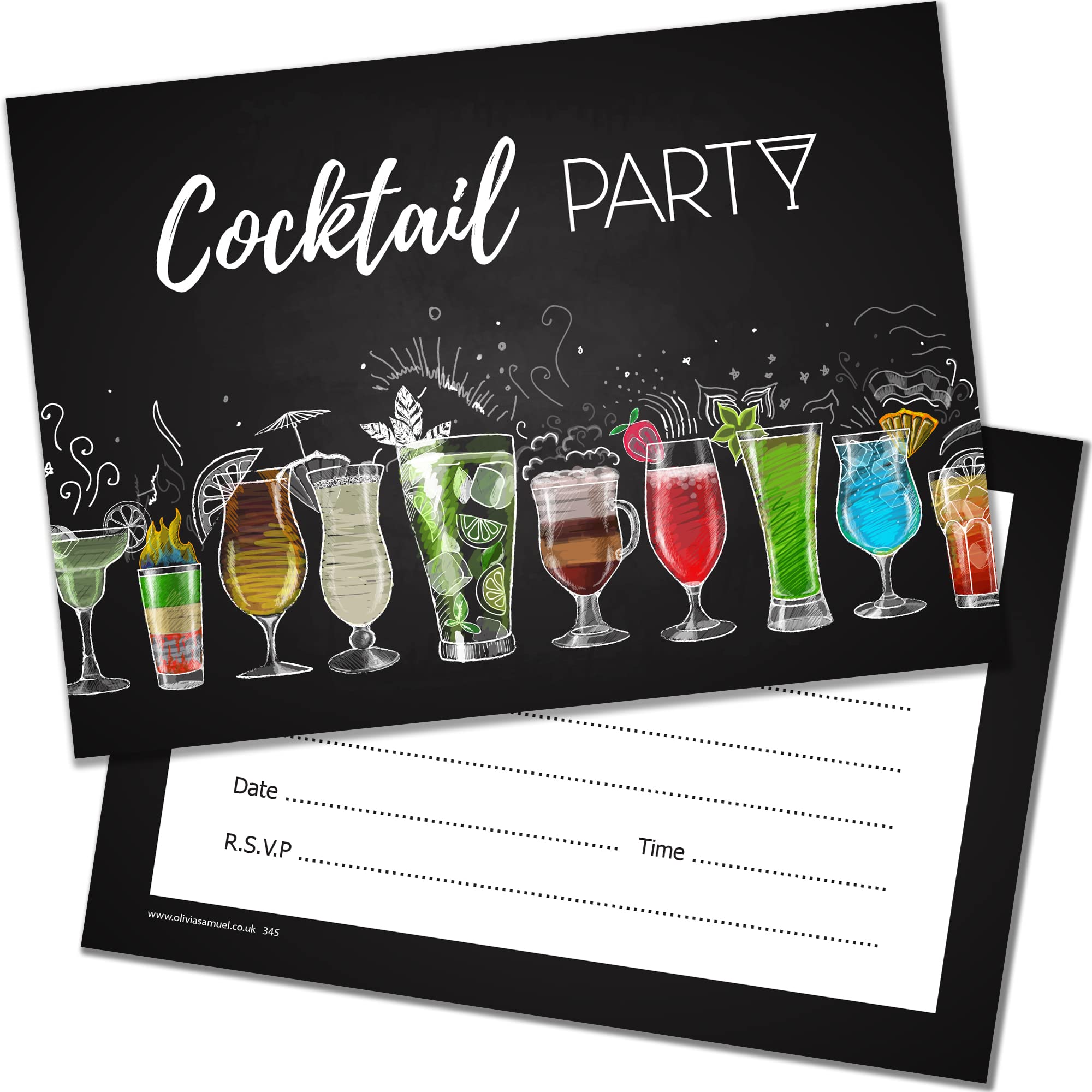 Olivia Samuel 20 x Cocktail Party Invites from A6 Double Sided Cards with Envelopes