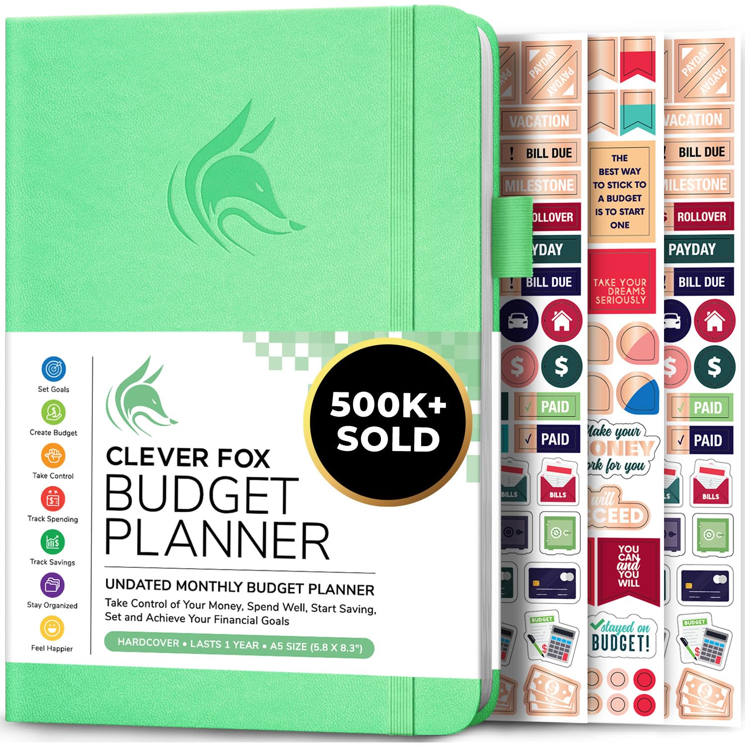 Clever Fox Budget Planner - Expense Tracker Notebook. Monthly Budgeting Organizer, Finance Logbook & Accounts Book, Bill Tracker, A5 (Mint Green)