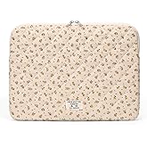 Puffy Laptop Sleeve Case Cute Computer Bag Flower Printed Quilted Laptop Carrying Cases Floral Pattern Protective Cover