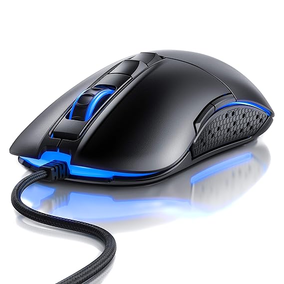 Titanwolf - Gaming Maus für Rechts- und Linkshänder | Mouse Flawless Pixart 3310 Sensor | 5 DPI-Stufen | 5 Benutzerprofile | 