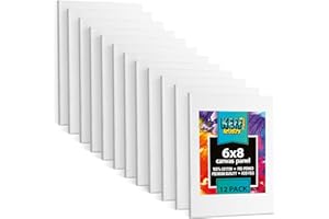 KEFF Canvas Boards for Painting - 6x8 12-Pack Bulk Canvas Panels, 100% Cotton Triple Primed Small Canvases for Painting Supplies, Acrylic, Oil, Watercolor & Tempera