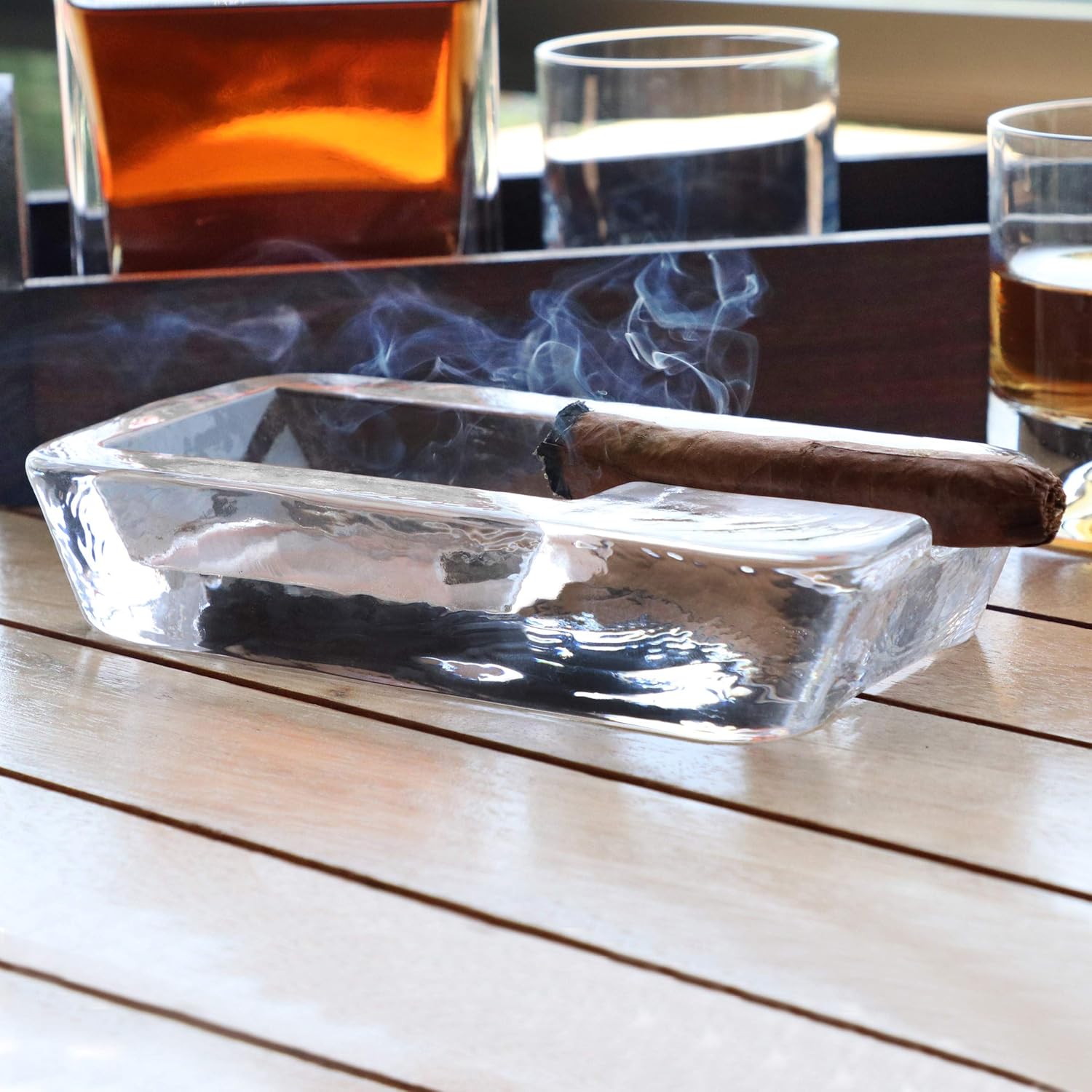 Pasabahce Crystal Glass Heavy Cigar Ashtray for Patio | 2.57 Lbs, Large Handmade, Outdoor, Indoor, Home, Office, Hotel, Pool, Restaurant - Image 5