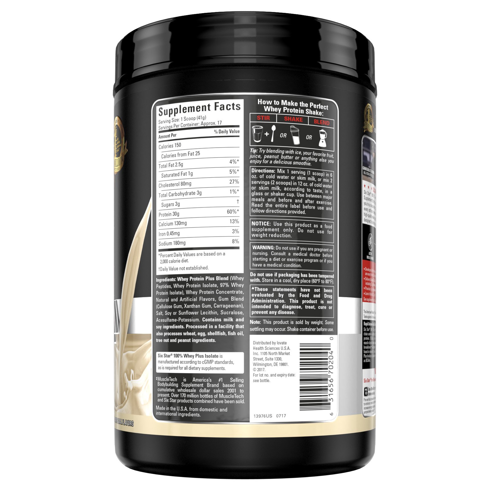 Six Star Whey Isolate Plus Protein Powder, 100% Whey Protein Isolate,Vanilla Cream,1.5 Pounds