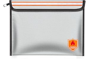 Orikithem Fireproof Document Bag 2200°F/5200°F, 15×11"with Zipper and Reflective Strip,Heat Insulated Fireproof/Waterproof Bag for Cash, Documents and Valuables, Large Silver-2200°F