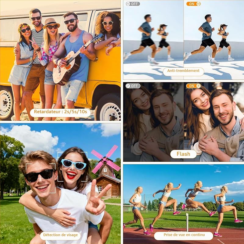 4K Appareil Photo Numérique 48MP Autofocus Compact Caméra avec 2.8'' Écran Rabattable 180° Digital Camera Zoom Numérique 16X avec Carte 32GB pour Adolescents Débutants Adulte (Noir) — photo 5 sur 7