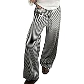 codcm Womens Comfy Pajama Pants Striped Low Waisted Lounge Pants Elastic Waist Drawstring Long Trousers