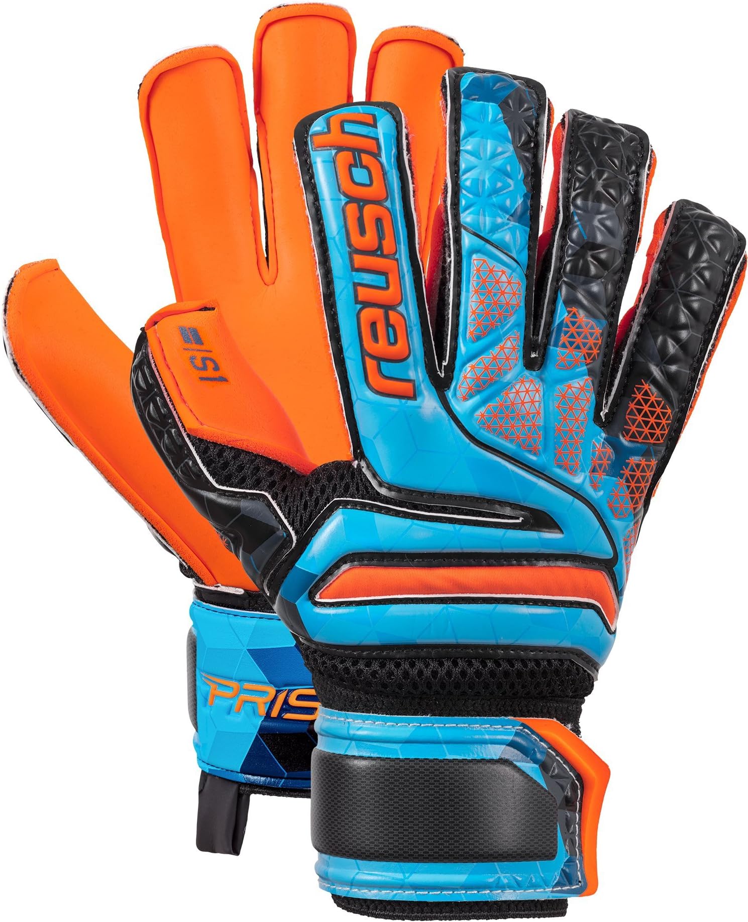 Reusch Soccer Reusch Prisma S1 Fusion Evolution Finger Support Junior LTD Goalkeeper Glove Orange/Blue