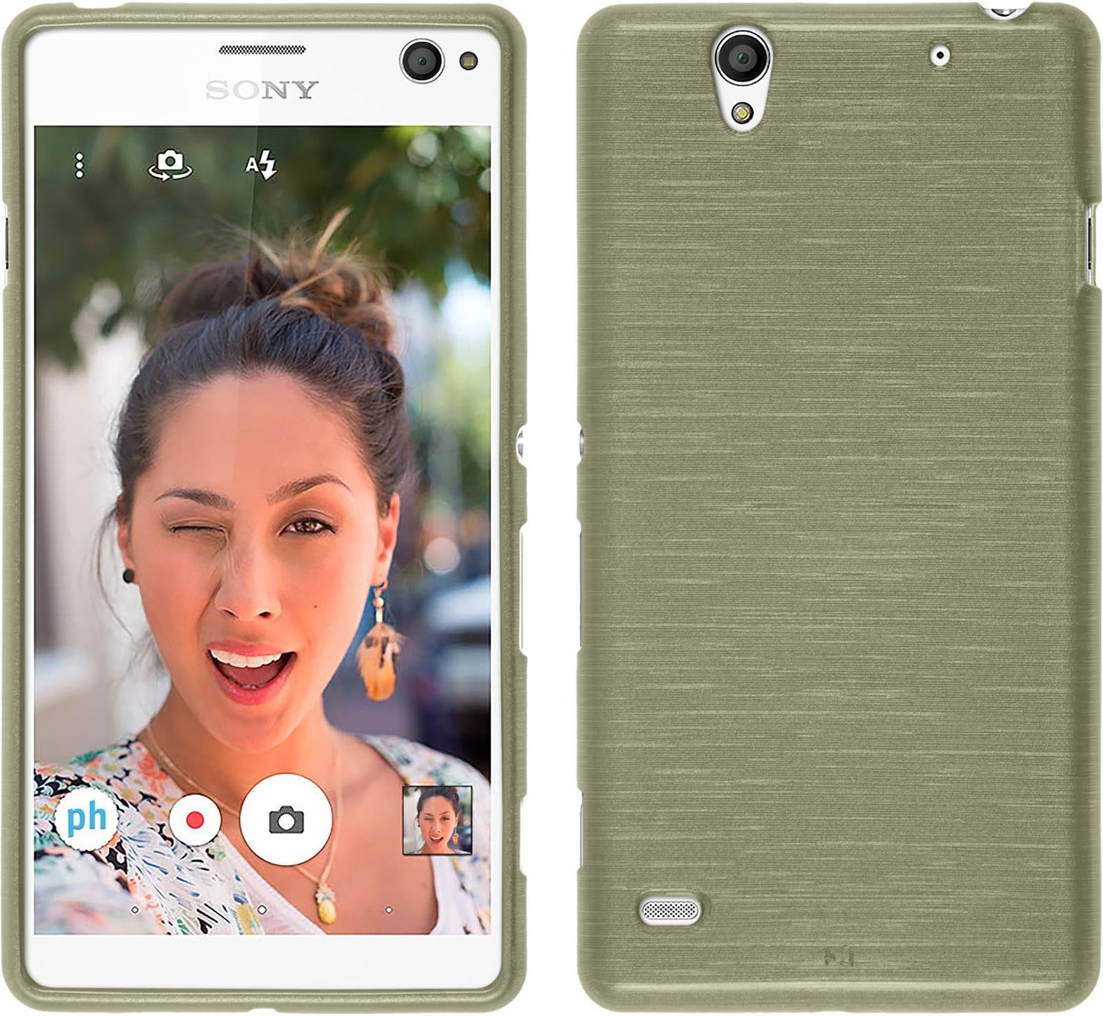PhoneNatic Silicone Case compatible with Sony Xperia C4 / Dual - brushed gold Cover + protective foils