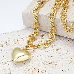 BONJOULRY Chunky Gold Bubble Heart Charm Toggle