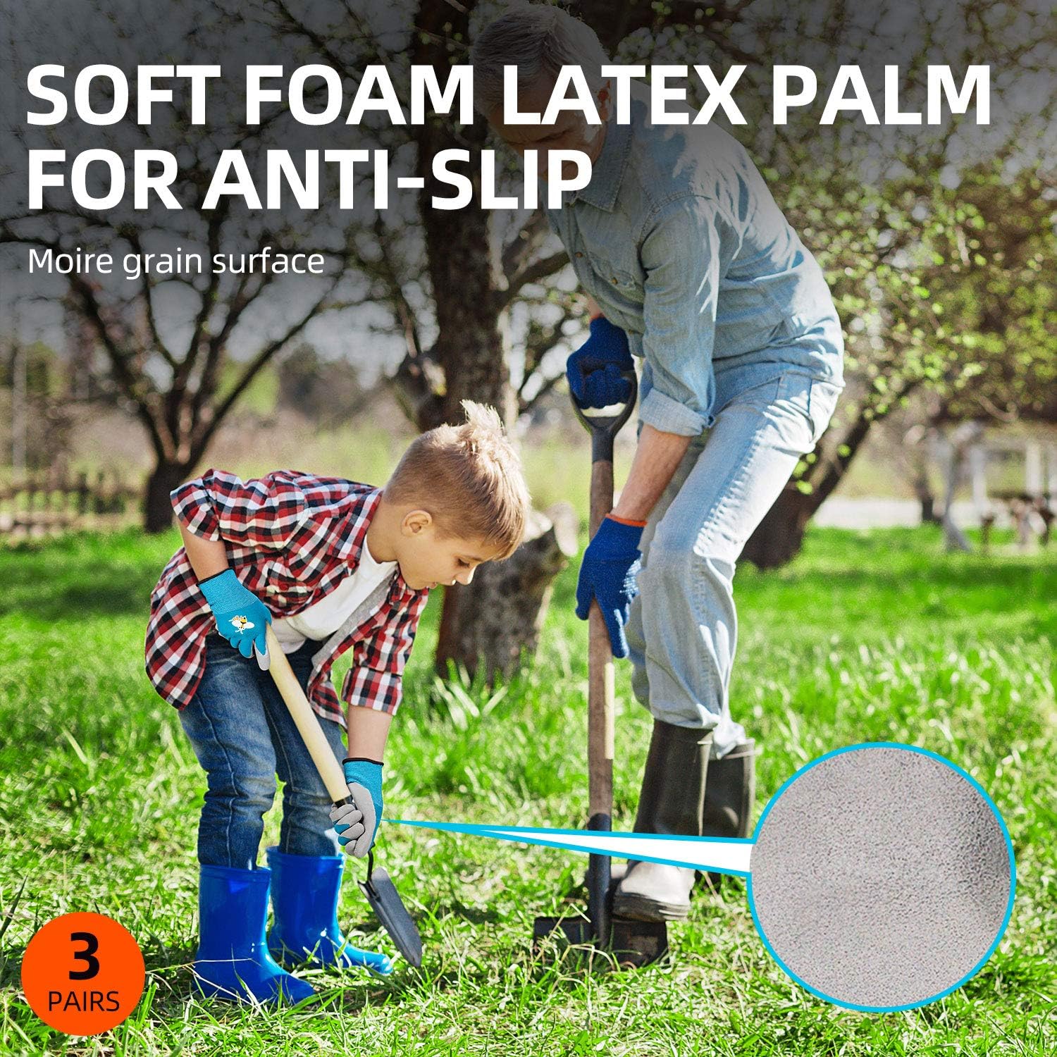 Vgo 3-Pairs Age 5-7 Kids Latex Gardening Gloves Work Gloves (XXS, KID-RB6013): Home Improvement