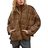 Omoone Women's Quilted Puffer Jacket Zip Up Oversized Lightweight Padded Down Coat Outerwear