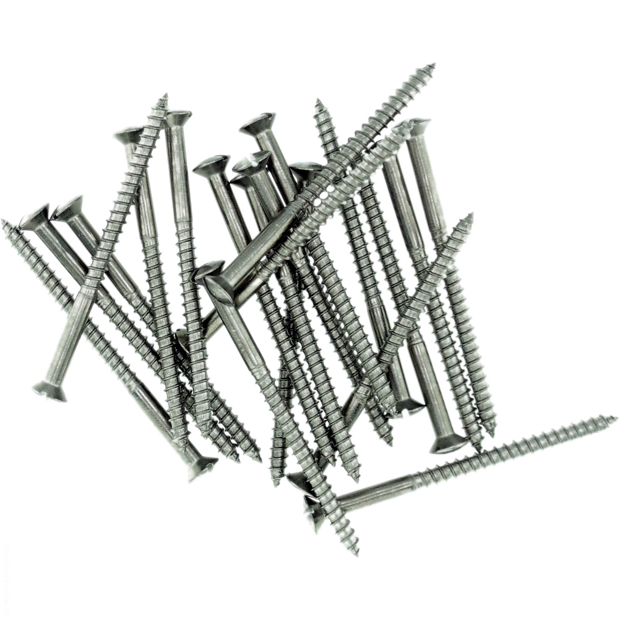 No.3 x 0.78 (2.5mm x 20mm) Slot Raised Countersunk Wood Screw - Stainless Steel (A2) (Pack of 20)