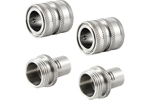 Raincovo Garden Hose Quick Connect, Stainless Steel Water Hose Fitting, Quick Release Hose Connector, 3/4 Inch GHT