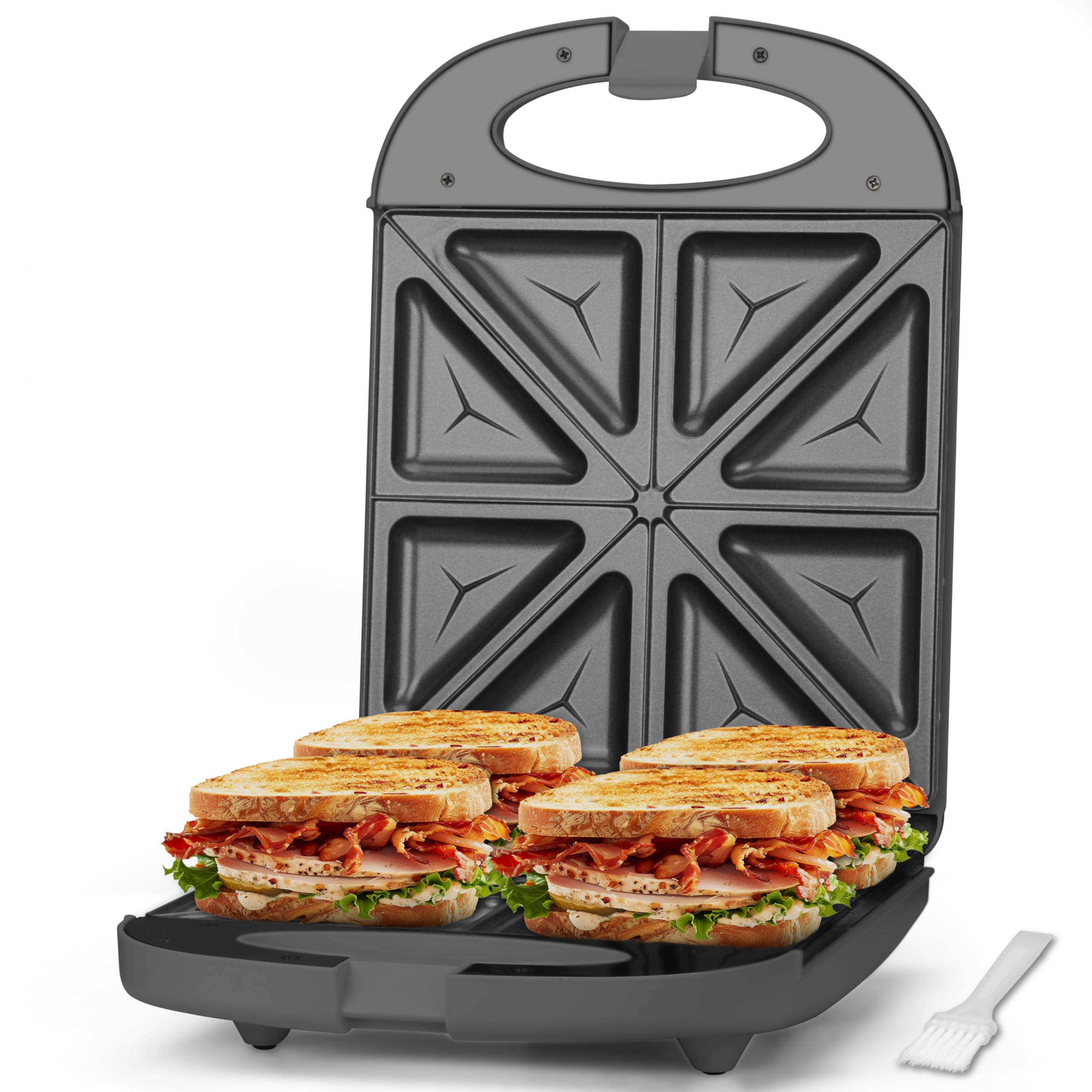 Photo 1 of Baker’s Friend Breakfast Sandwich Maker, 4 Slices of Panini Grill Press Sandwich Maker, Electric Sandwich Maker with Indicator Light, Grill Cheese & Egg Muffin Sandwich Maker, Graphite