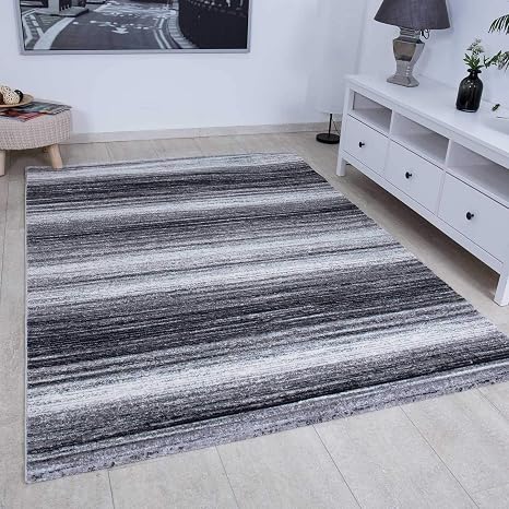 Vimoda Teppich Kurzflor In Grau Weiss Farbverlauf Meliert Heatset