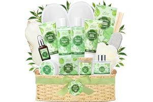 ARIOSEMONDE Spa Gift Basket,Tea Tree Bath Spa Gift Set with Shower Gel, Bubble Bath, Hand Cream, Bath Soap, Bath Salt, Essential Oil, Luxury Bath and Body Gift Kit for Women
