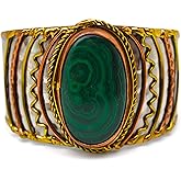 ANJU JEWELRY Janya Collection Mixed Metal Cuff Bracelet - Malachite Stone