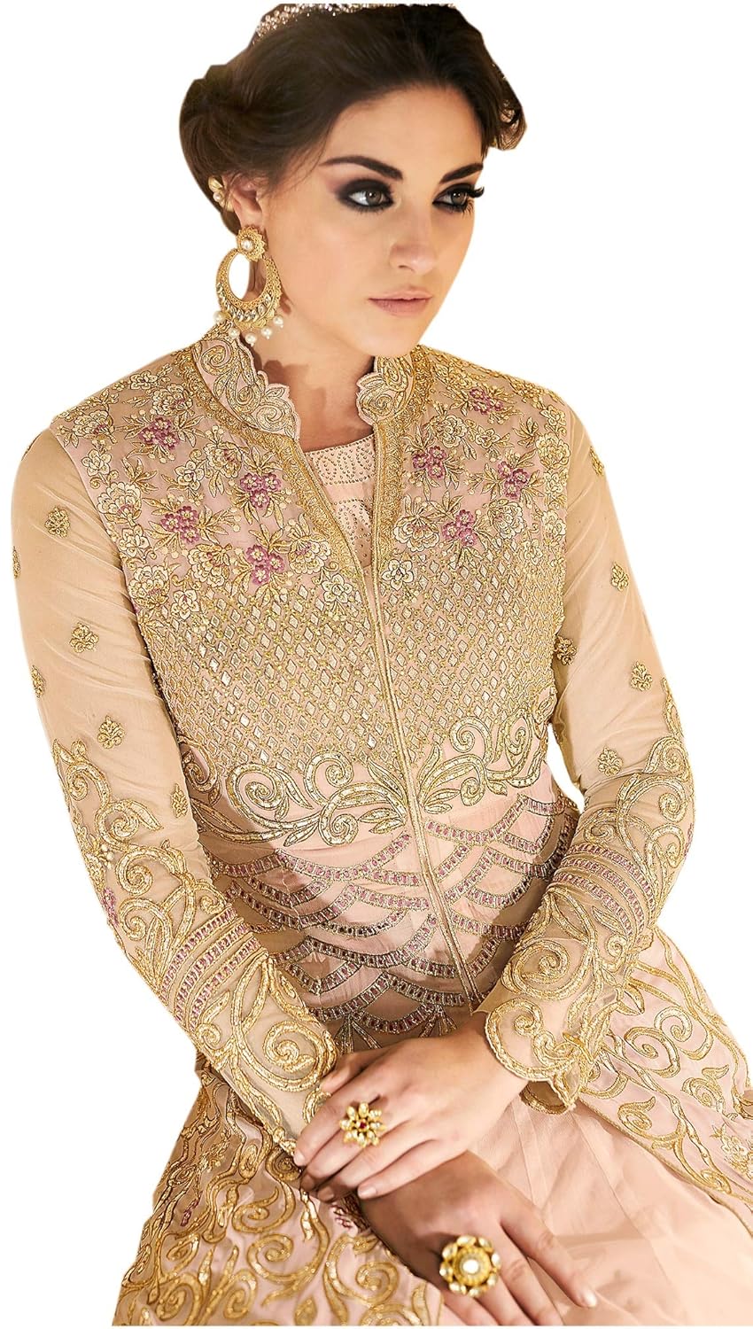 vastrang sarees heavy net embroidered anarkali suits(semi-stitched)