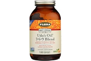 Flora Udo's Oil 3-6-9 Blend - Contains Organic Coconut, Flax Seed Oil & More - 180 Vegetarian Softgels