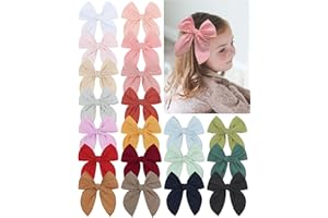 doboi 20PCS Fable Bows 4.5 Inch Hair Clips Baby Girls Cotton Linen Bows for Girls Solid Color Hair Accessories for Baby Toddlers Kids