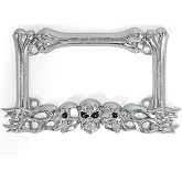 Heavy-Duty Skull Motorcycle License Plate Frame – Fits 7 x 4 in Standard Plates, Compatible with Most Cruiser, Dual-Sport, Sport, and Street Motorcycles