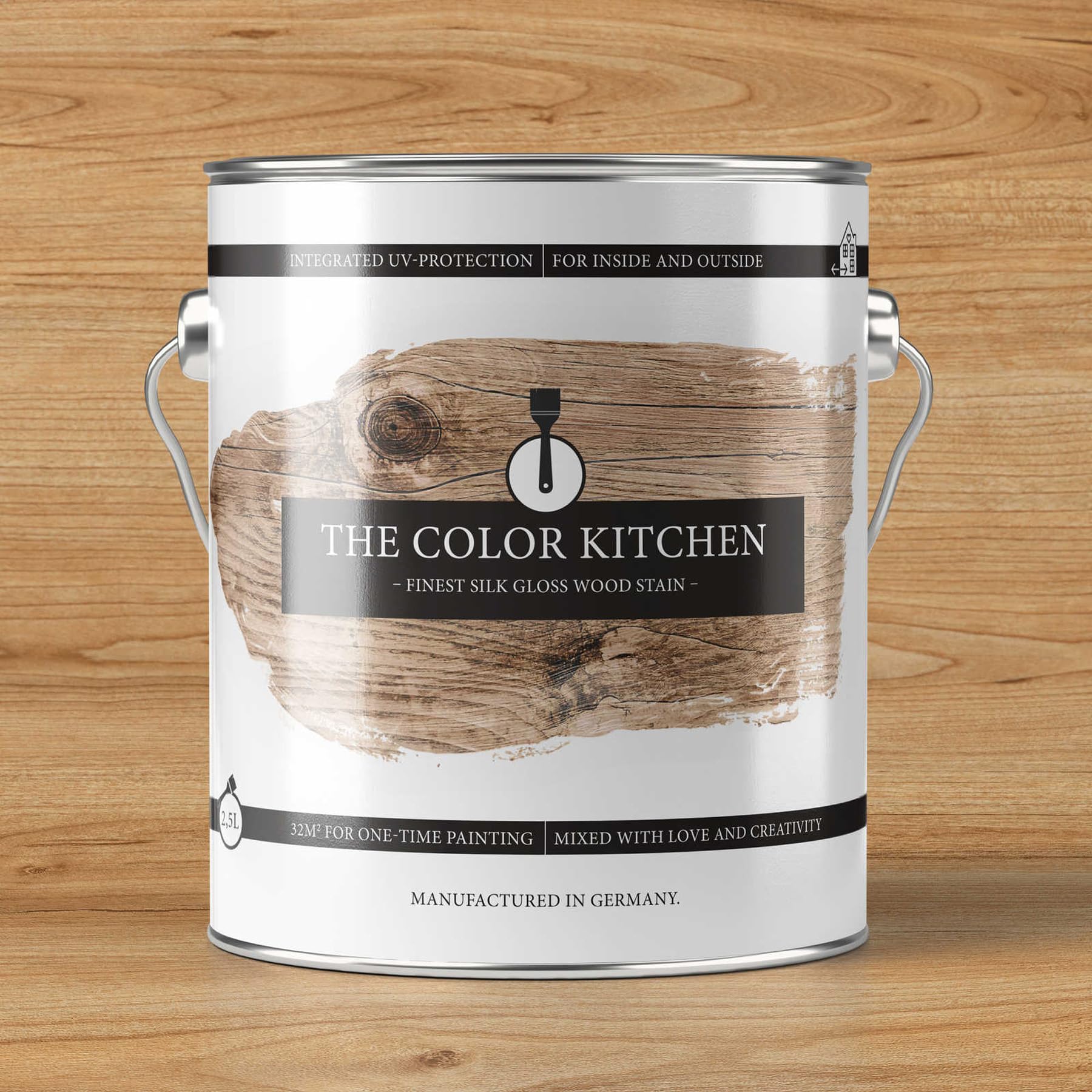 A.S. Création THE COLOR KITCHEN weatherproof premium wood stain for indoors and outdoors, colour pine, semi-gloss for optimum wood protection, 2.5 L for 35 m² coat