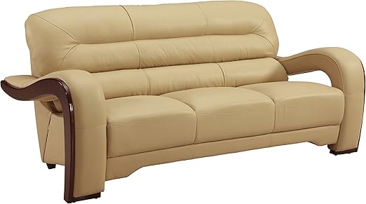 Amazon Com Blackjack Furniture 992 Charles Collection Leather Match Upholstered Modern Living Room Sofa Beige Furniture Decor