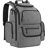 Mancro Diaper Bag Backpack, Baby Diaper Bag with 2 Side Insulated Pockets, Travel Diaper Backpack for Men Women with Stroller Straps, Large Capacity and Waterproof, Grey
