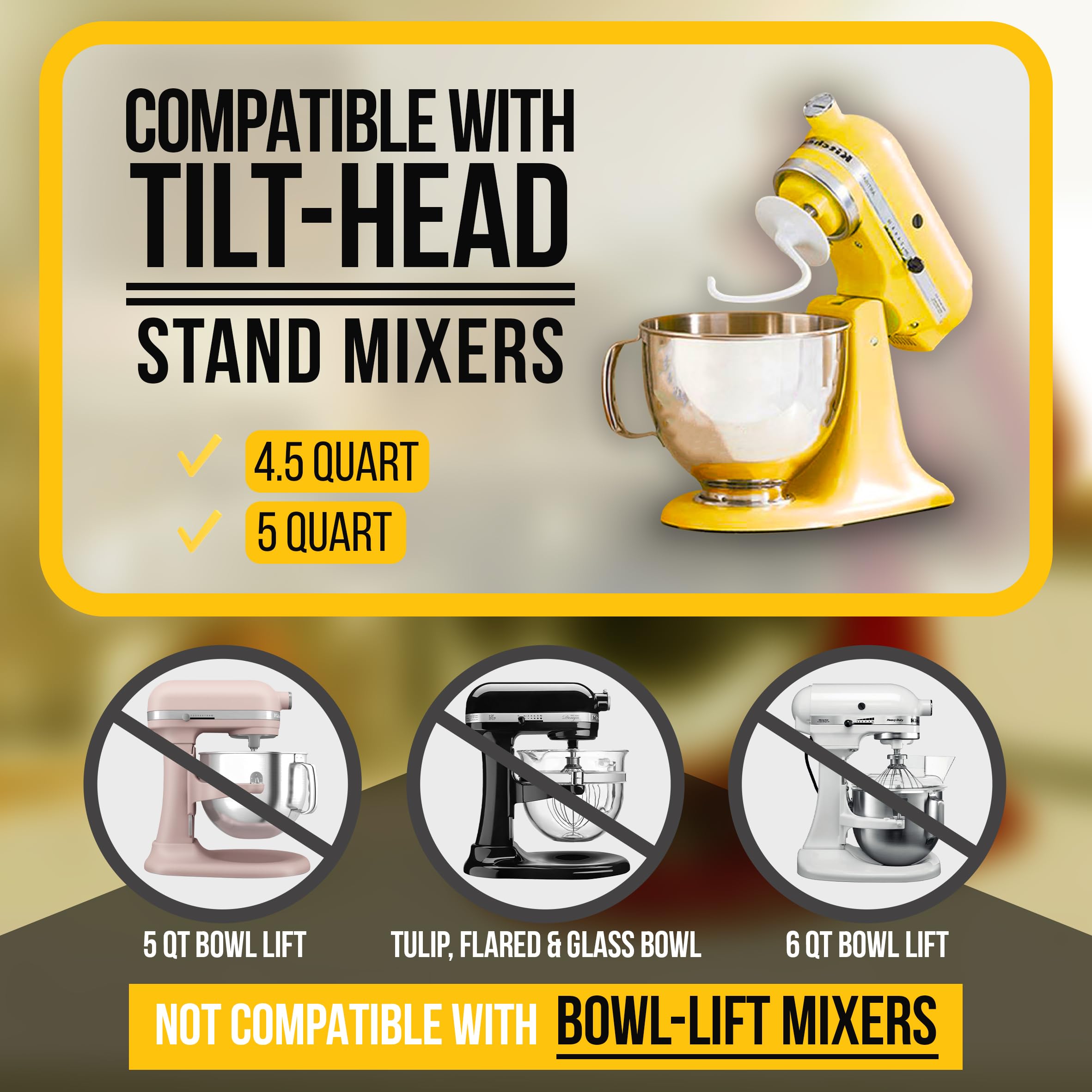PartsBroz Kitchen Aid Dough Hook Attachment for Stand Mixer 4.5 Qt, 5 Qt for KitchenAid Dough Hook Attachment K45DH for Artisan Bread Kneading Model K45 KSM150 K45SS KSM95 KSM96 KSM90 KSM150PS K45SSWH