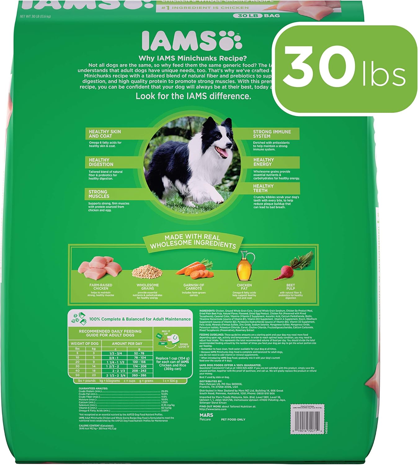 IAMS PROACTIVE HEALTH Adult Minichunks Small Kibble High Protein Dry Dog Food with Real Chicken, 30 lb. Bag: Pet Supplies