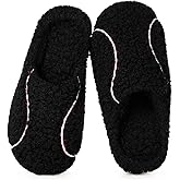 KUKTO Womens Mens Ball Sports Slippers Winter Warm Plush Lined House Shoes Memory Foam Cozy Slip On Indoor Home Bedroom Slippers with Non Slip Sole