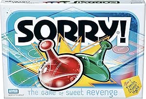 Sorry! Board Game for Kids Ages 6 and Up; Classic Hasbro Board Game; Each Player Gets 4 Pawns (Pawn Colors May Vary) – Amazon Exclusive