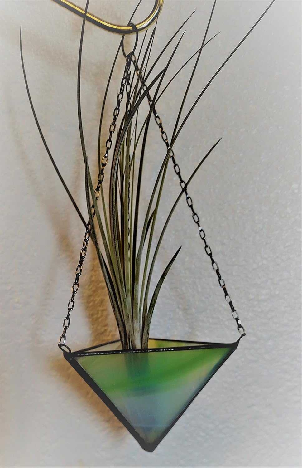 Stained Glass Airplant Hangers INCLUDES PLANT Large Green