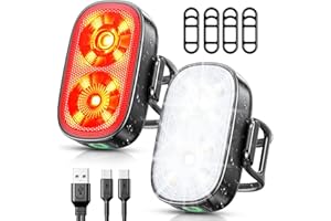 ISEYOU Bike Lights, Ultra-Slim USB-C Rechargeable Bike Lights Front and Back, 5+6 Lighting Modes & IP65 Waterproof, Super Bright Bicycle Light Set for Road Mountain Night Riding Cycling