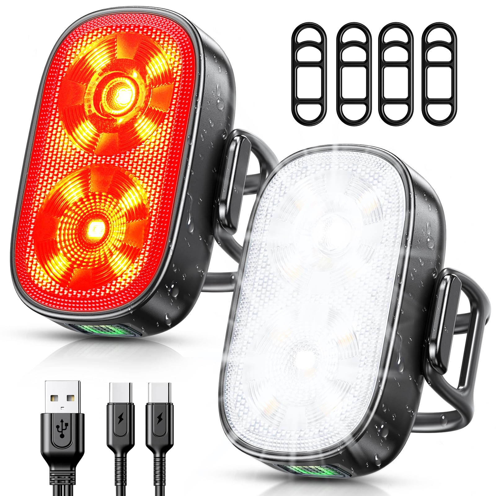 Photo 1 of ISEYOU Bike Lights, Ultra-Slim USB-C Rechargeable Bike Lights Front and Back, [5+6 Lighting Modes] & IP65 Waterproof, Super Bright Bicycle Light Set for Road Mountain Night Riding