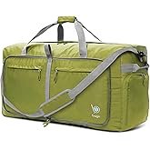 Bago Large Foldable Duffel Bags for Traveling Women & Men - 100L Packable Duffle Bag for Travel with Shoe Compartment - Water Repellant, Heavy Duty, Lightweight Folding & Collapsible (Green)