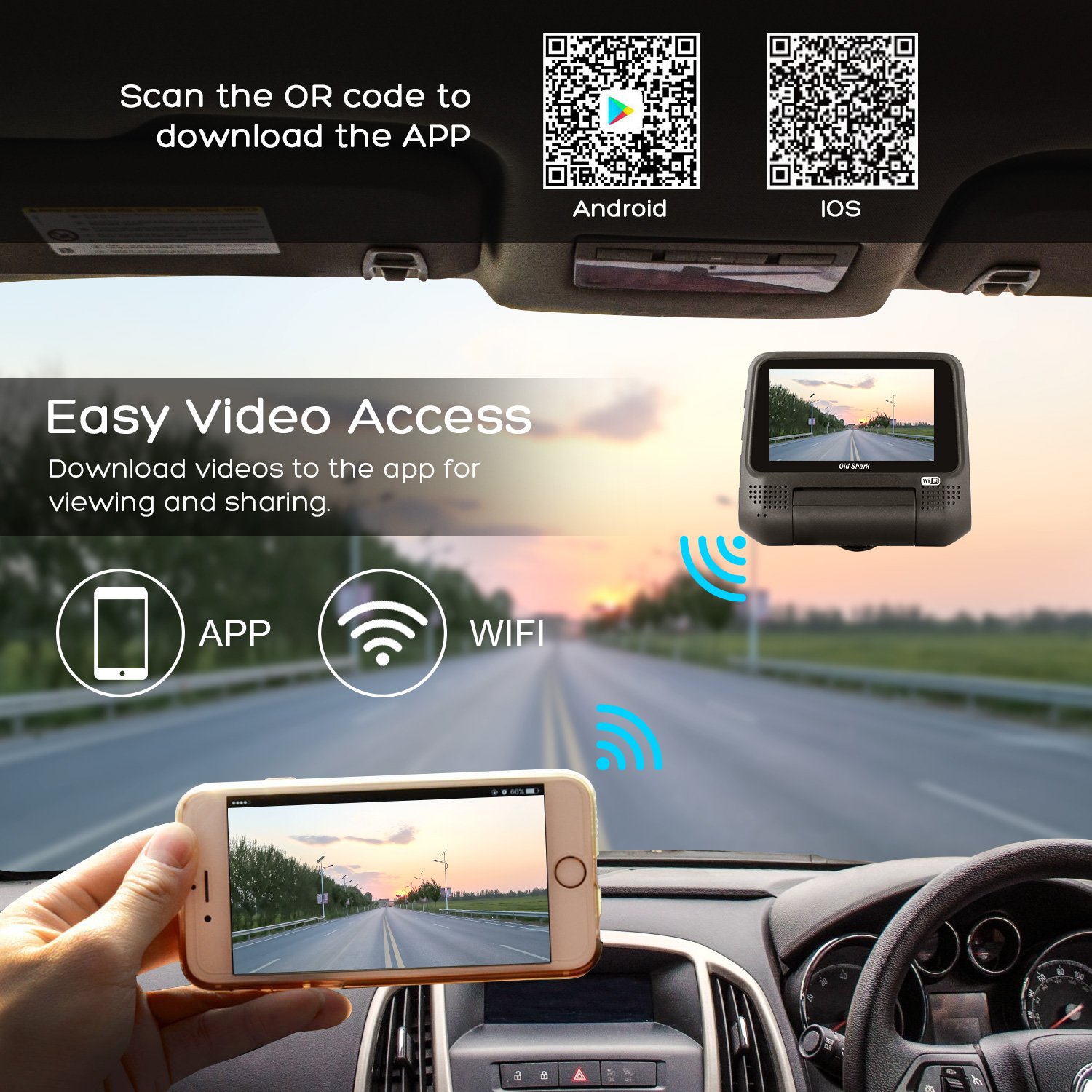 OldShark G15 Dash Cam with WiFi (Free 16GB SD Card),1080P Full HD in Car DVR 220 Degree Wide Angle 3\