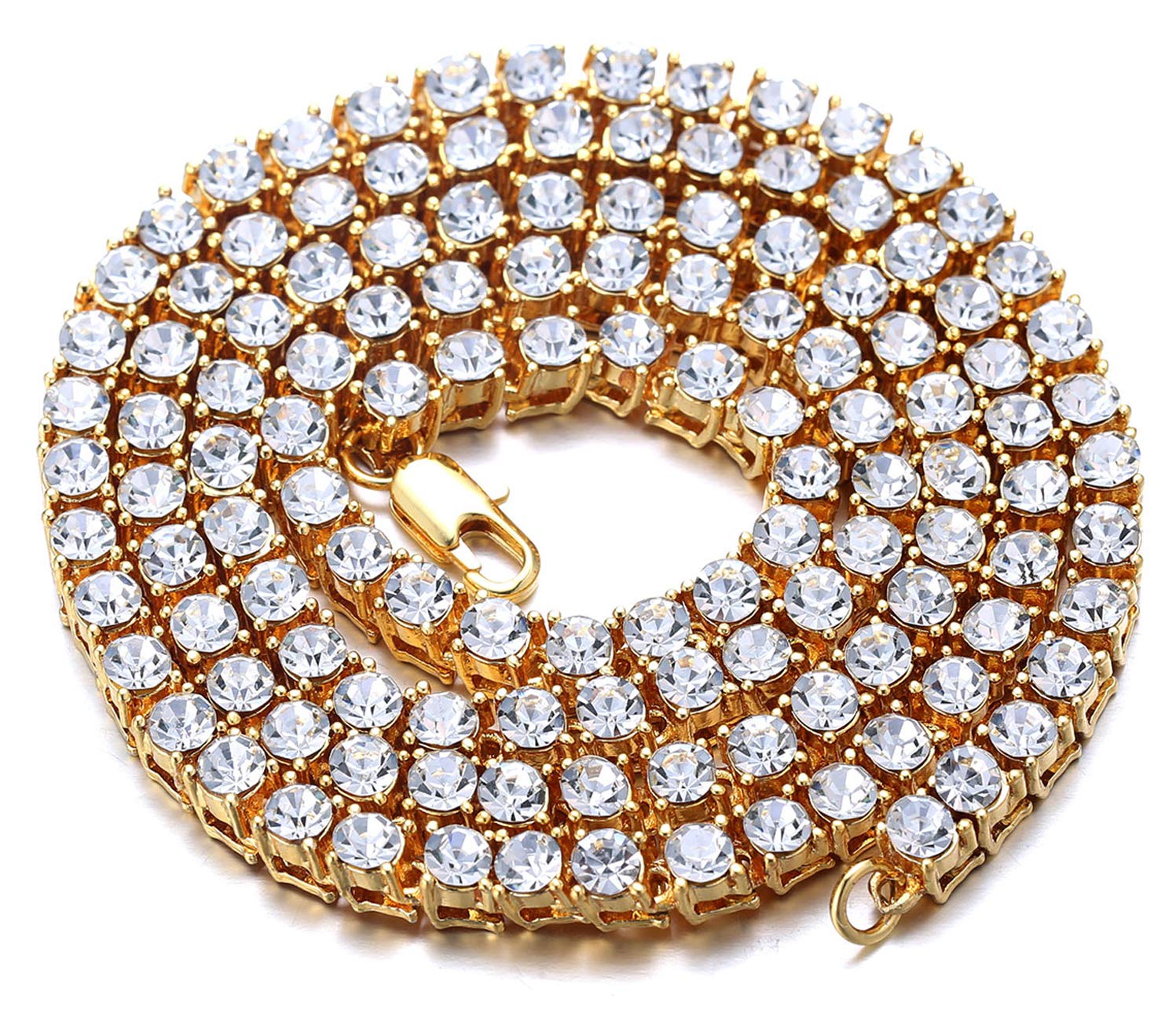 HALUKAKAH Gold Chain for Men Iced Out,5.5MM Men's Tennis Chain 18k Real Gold Plated Choker Necklace 45cm,Lab Diamond Prong Set,Gift for Him — image 1