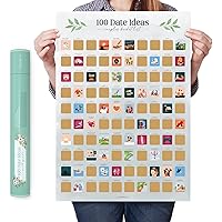 WISHMEAD 100 Dates Scratch Off Poster - Bucket List - Couples Games Date Night Ideas - Wedding Gifts for Couple Games for Cou