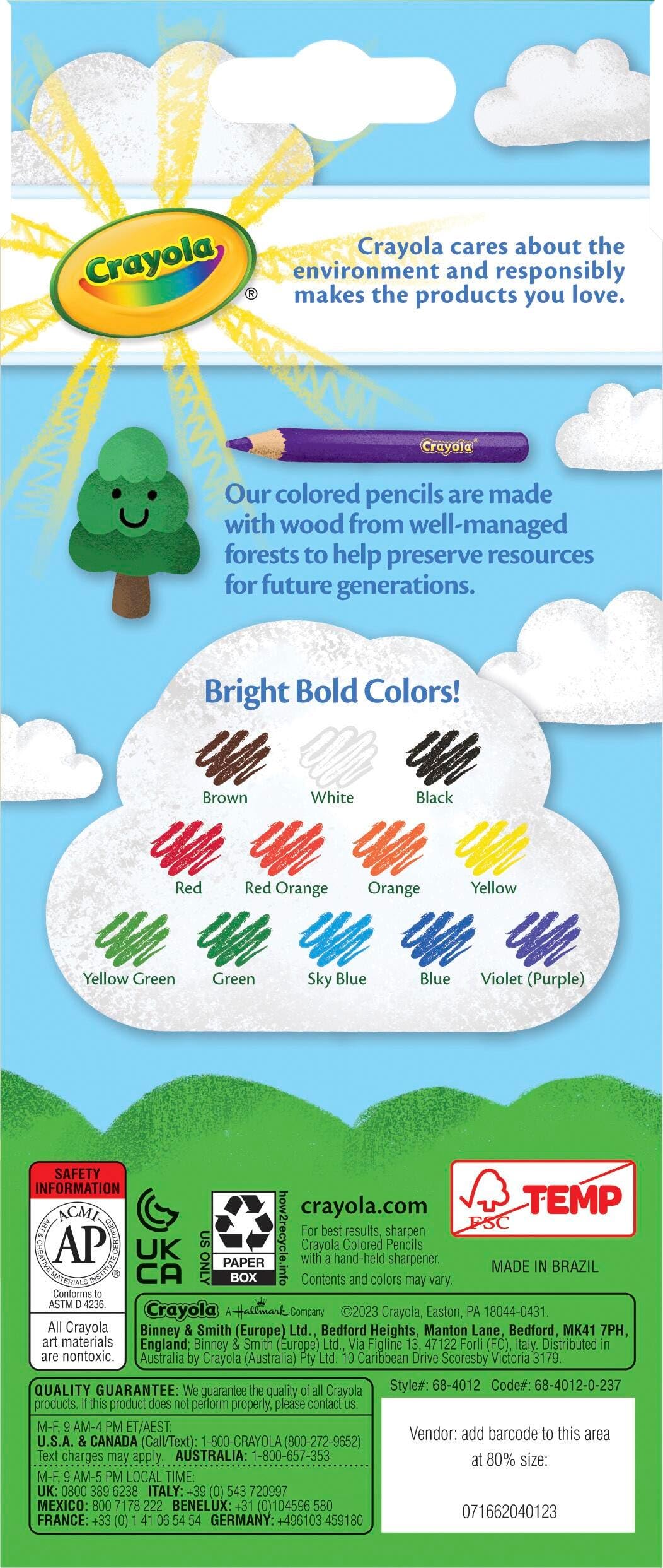 Crayola 68-4012 Colored Pencils, 12-Count, Assorted Colors (Pack of 6)