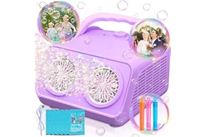 FUNNYB&G Upgrade Bubble Machine, 16000+ Bubbles Per Minute Portable Bubble Maker, Plug-in or Battery Powered Indoor Outdoor Toys Party Birthday Christmas (Purple)