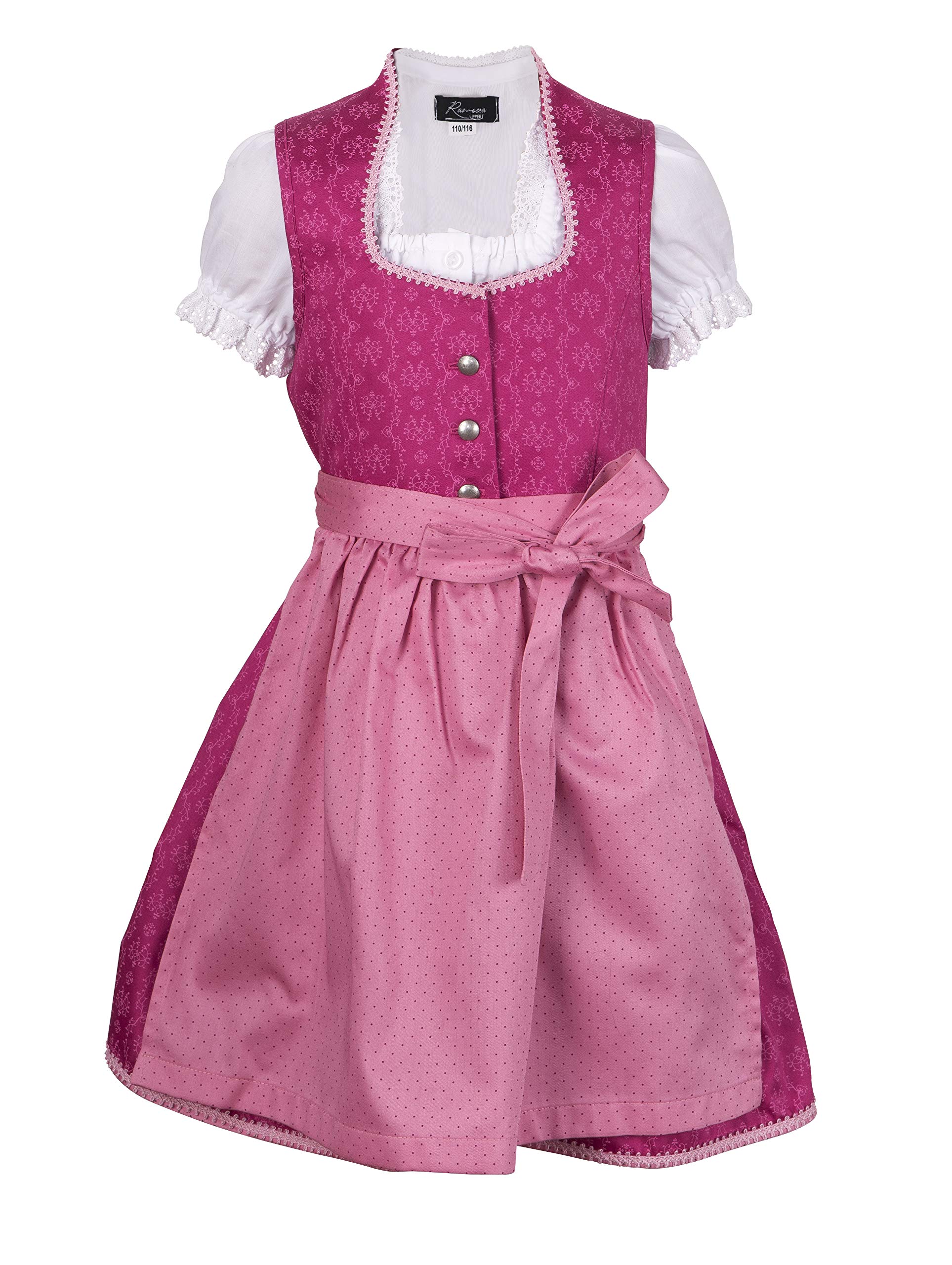 Ramona Lippert Bavarian Children Dirndl Dress Charlotta Oktoberfest - pink - 6-7 (EUR 122/128)
