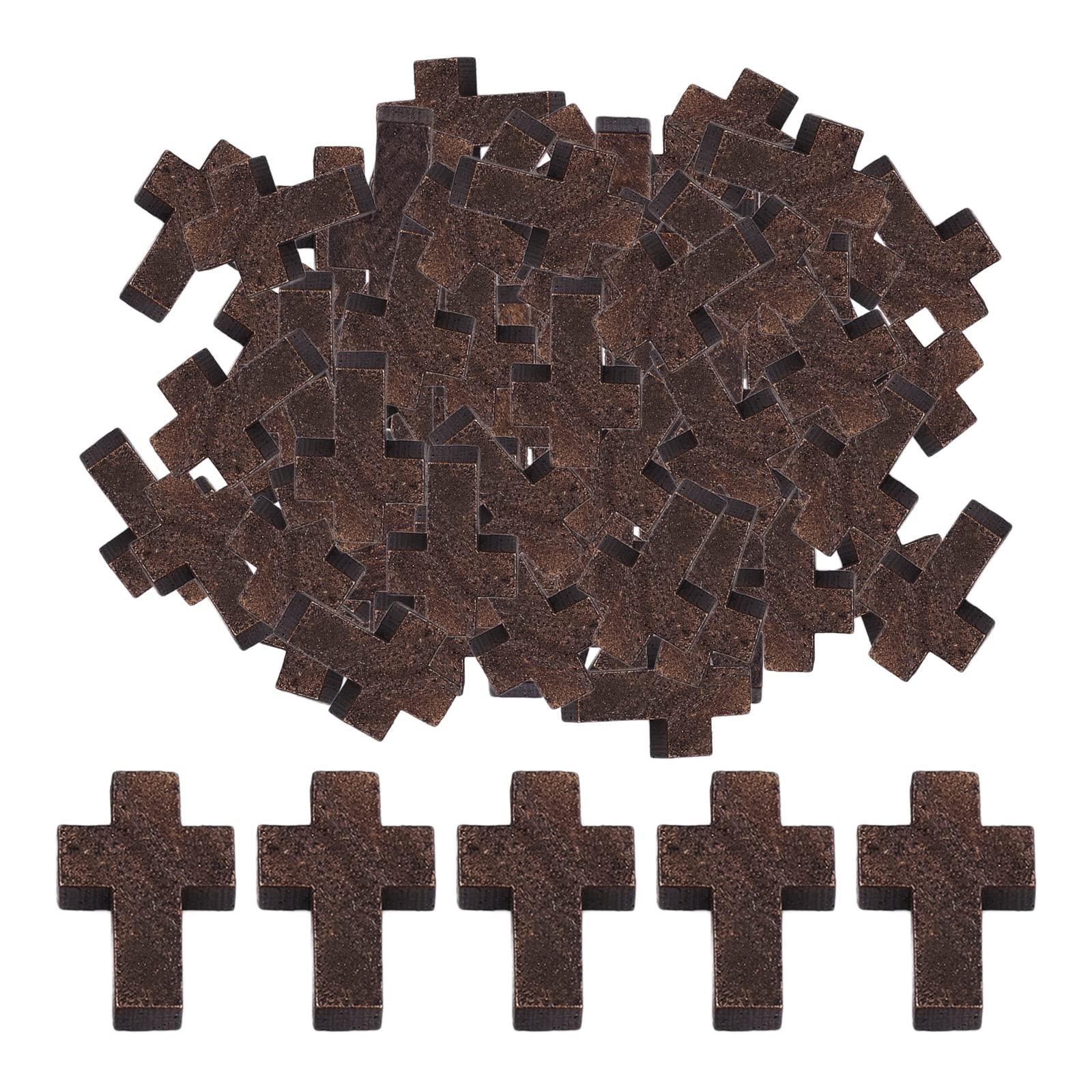SUNNYCLUE 200Pcs Easter Wooden Cross Charm Small Cross Charms Pendants Natural Wood Pendants with Hole for Party Favors Necklace Jewellery Making DIY Craft Handmade Accessoriese, Coconut Brown — image 1