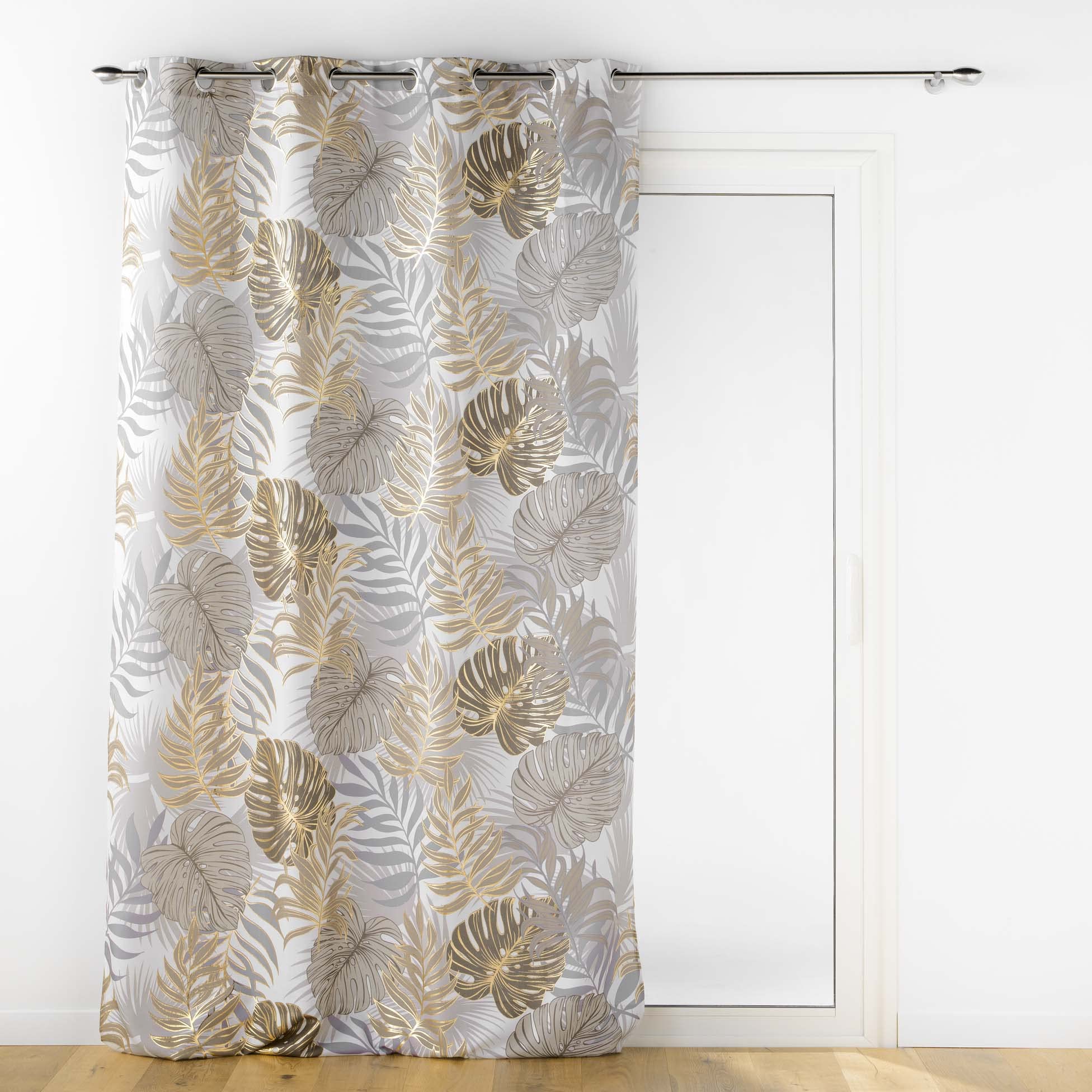 Douceur d'Intérieur, Eyelet Curtain 140 x 260 cm Polyester Metallic Printed Mogador