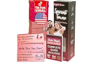54 Blocks - Pink - Spiciest Tower Stacking Wooden Block Game for Adults – Couple Dare Questions – Relationships – Exciting, P