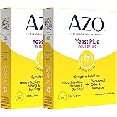 AZO Yeast Plus Dual Relief Homeopathic Medicine | Yeast Infection Symptom Relief: Itching & Burning | Vaginal Symptom Relief: Occasional Odor & Discharge | #1 Most Trusted Brand | 2 Pack (60ctx2)