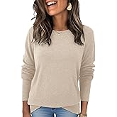 Womens Wool Blend Pullover Sweaters Crew Neck Classic Dressy Elegant Long Sleeve Fall Winter Sweater Top